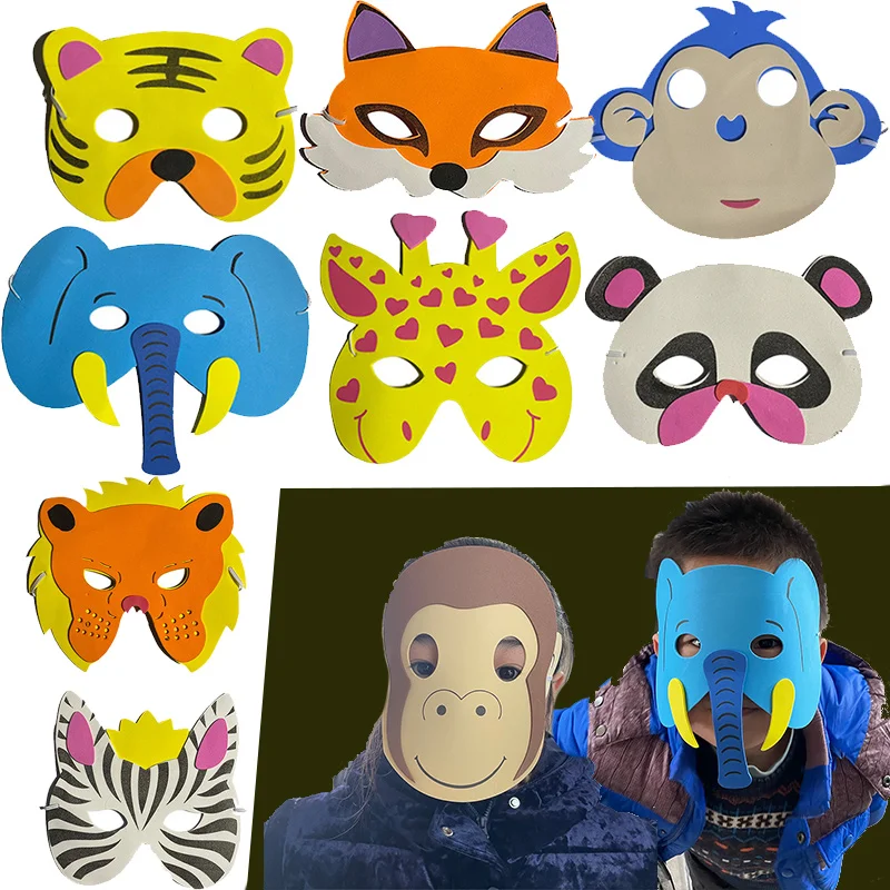 

8Pcs Animal Felt Masks Costume Dress-Up Party Favors for Kids Jungle Safari Theme Birthday Party Masks Decoration Supplies