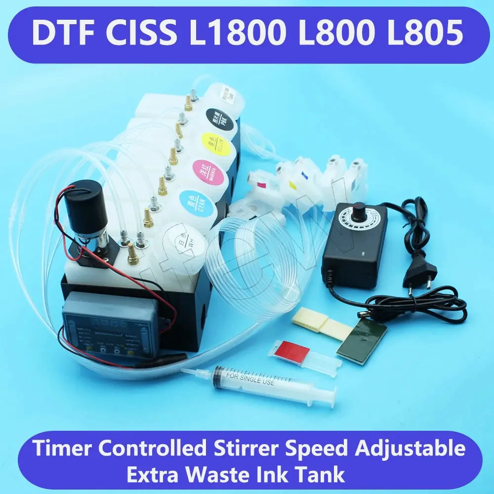 L1800 L800 Printer DTF Ink System Modify Kit For Epson L1800 L805 CISS External Waste Ink Box White Ink Box Mixer Stirrer Time