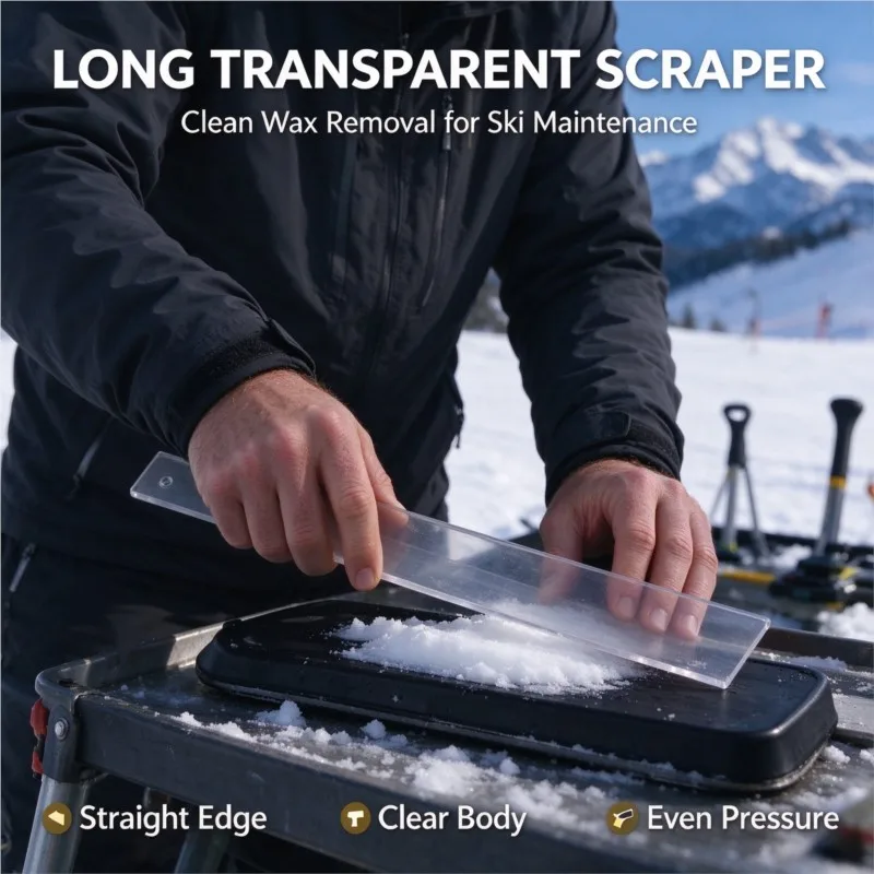 Durable Acrylic Ski Scraper, Long & Short Options, Precision Edge, Essential Tool for Skiers & Snowboarders