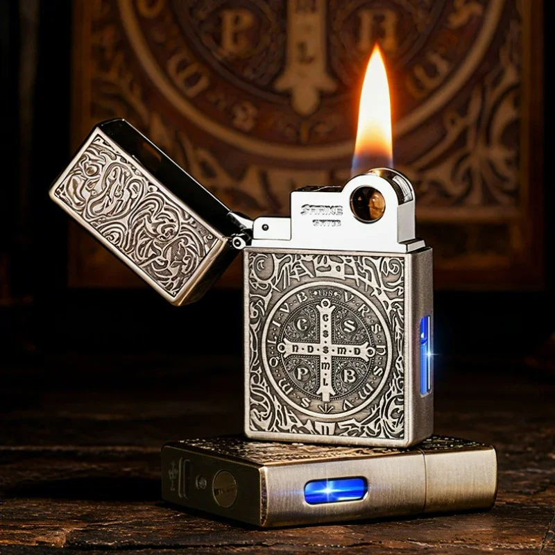 

Retro Black Technology Intelligent Induction Lighter Fashion Metal Portable Four Ignition Methods Lighter Men's High End Gift