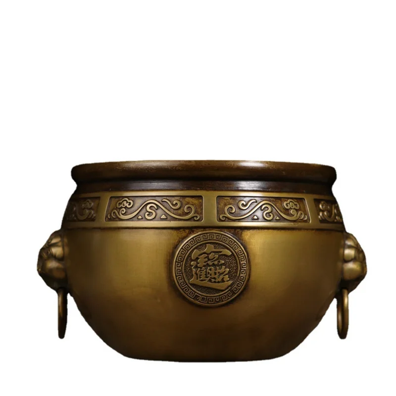 زخرفة كبيرة نقية برأس الأسد، جرة المدينة المحرمة المقلدة، مبخرة النحاس، حصالة الخنزير، ديكور المنزل