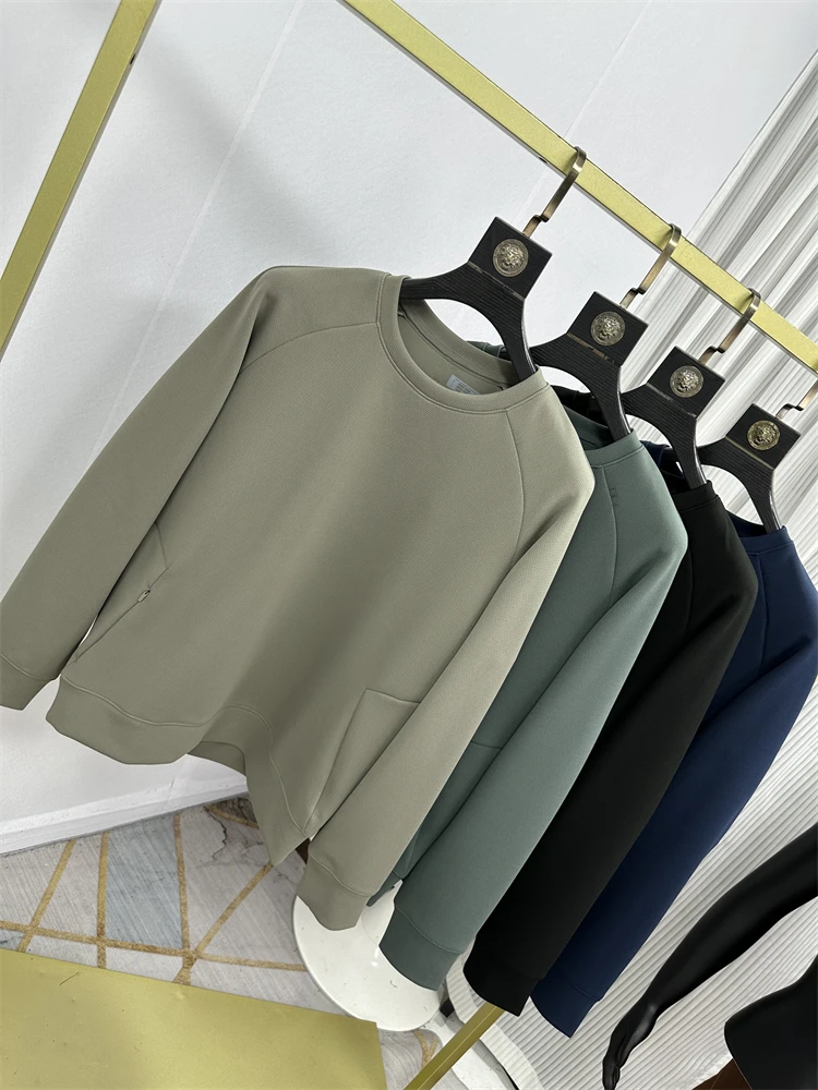 

Удобный мужской свитшот с длинным рукавом и круглым вырезом для активного отдыха, дышащий, влагоотводящий, осенне-зимний, модный, в уличном стиле.