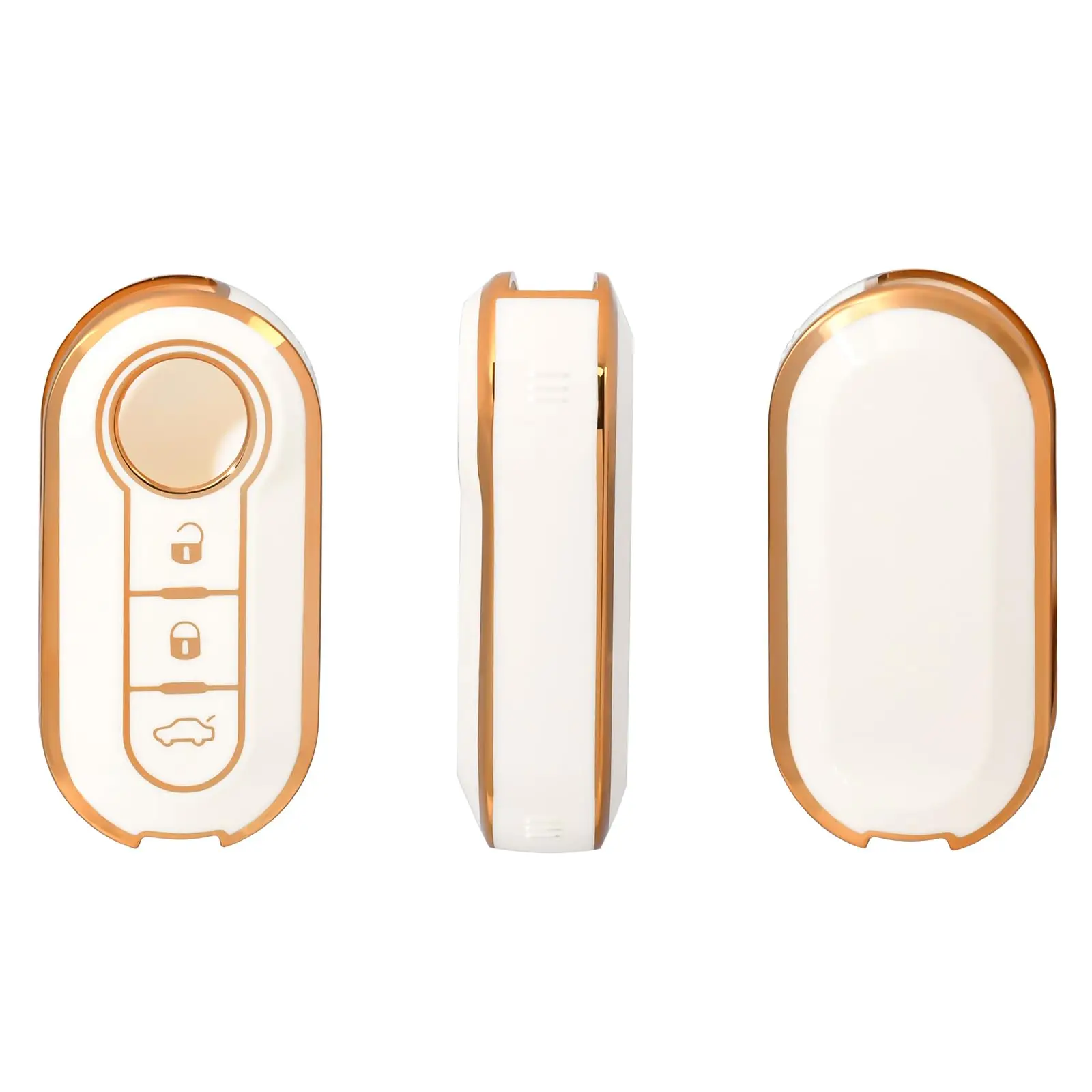 3 Button For Fiat 500 Ducato Panda Punto Gold Soft TPU Car Flip Folding Key Case Cover Remote Key Shell Holder Protecor Keychain