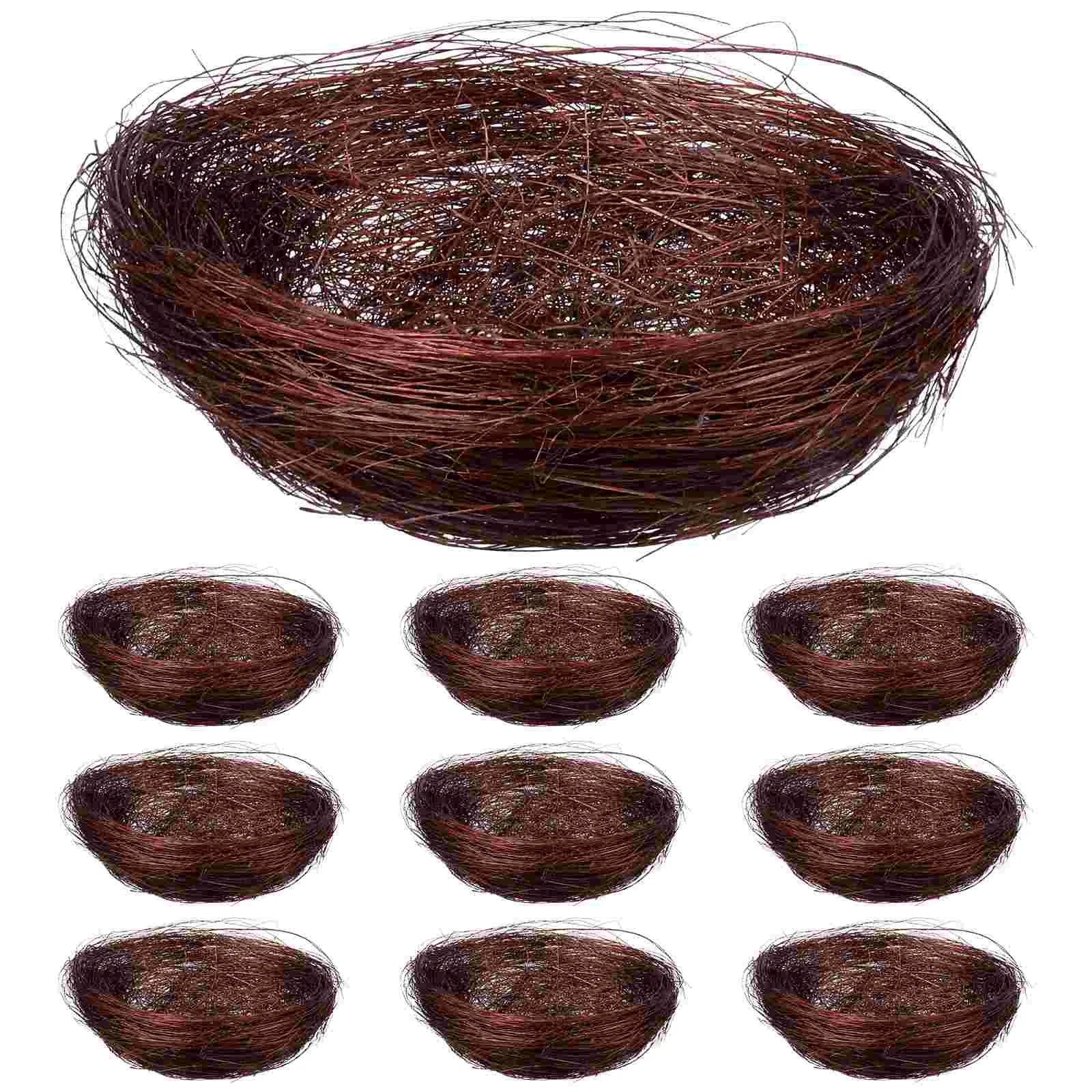 

10 Pcs Bird's Nest Plate Decoration Nesting House Ornaments Hand Woven Birds Perching Empty Artificial for Seed