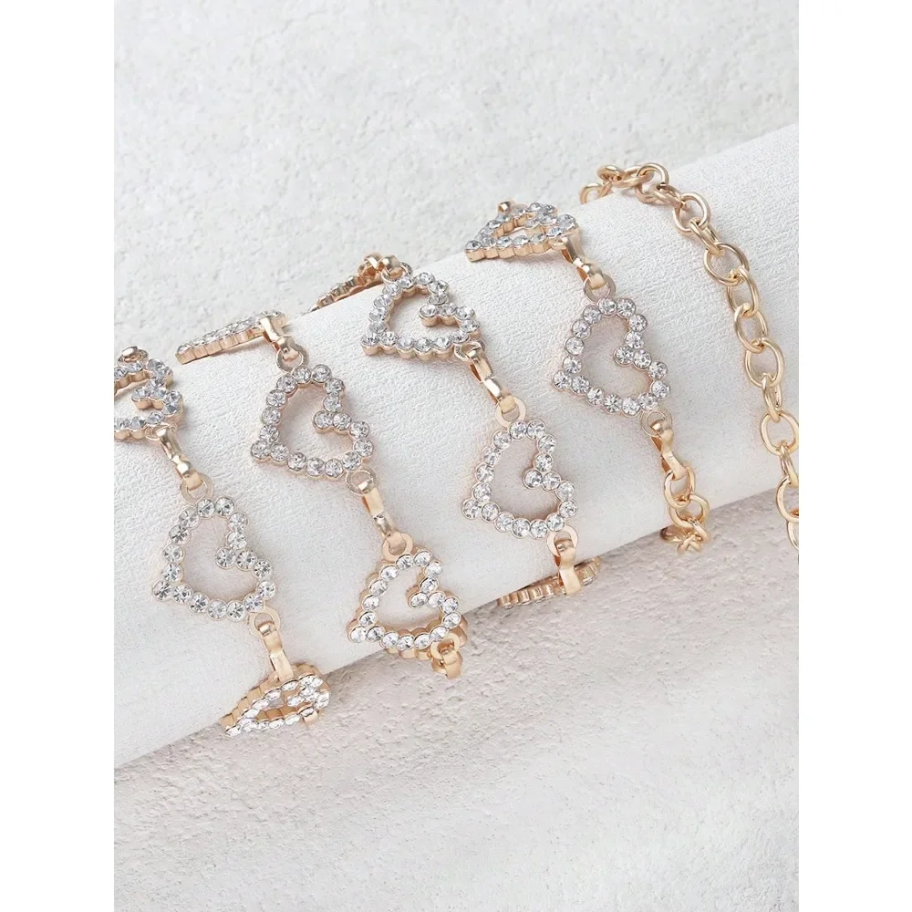 Women Heart Rhinestone Waist Chain Metal Belt For Summer Dresses Perfect Gift