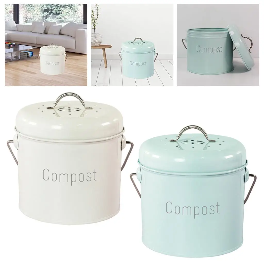 3L Kitchen Compost Bin Indoor Compost Bucket with Lid Rust Proof
