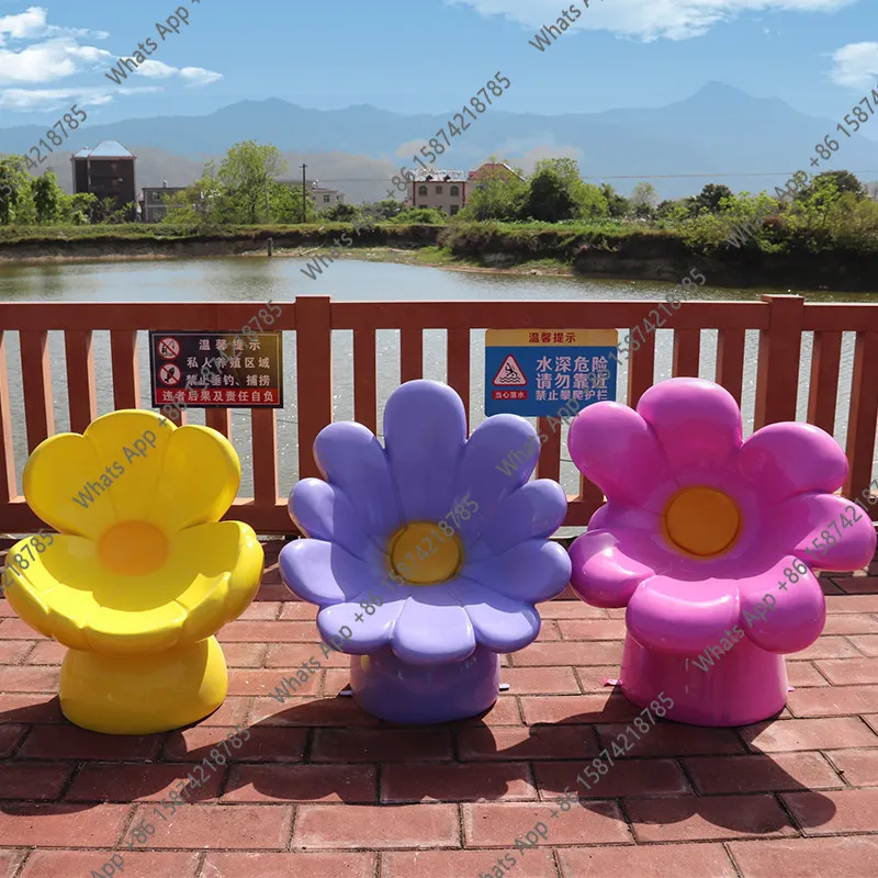 Clock in Creative Flower Seat Sculpture Hotel B & B Scenic Area Flower Sea Seat Photo Landscape Decoration Ornament