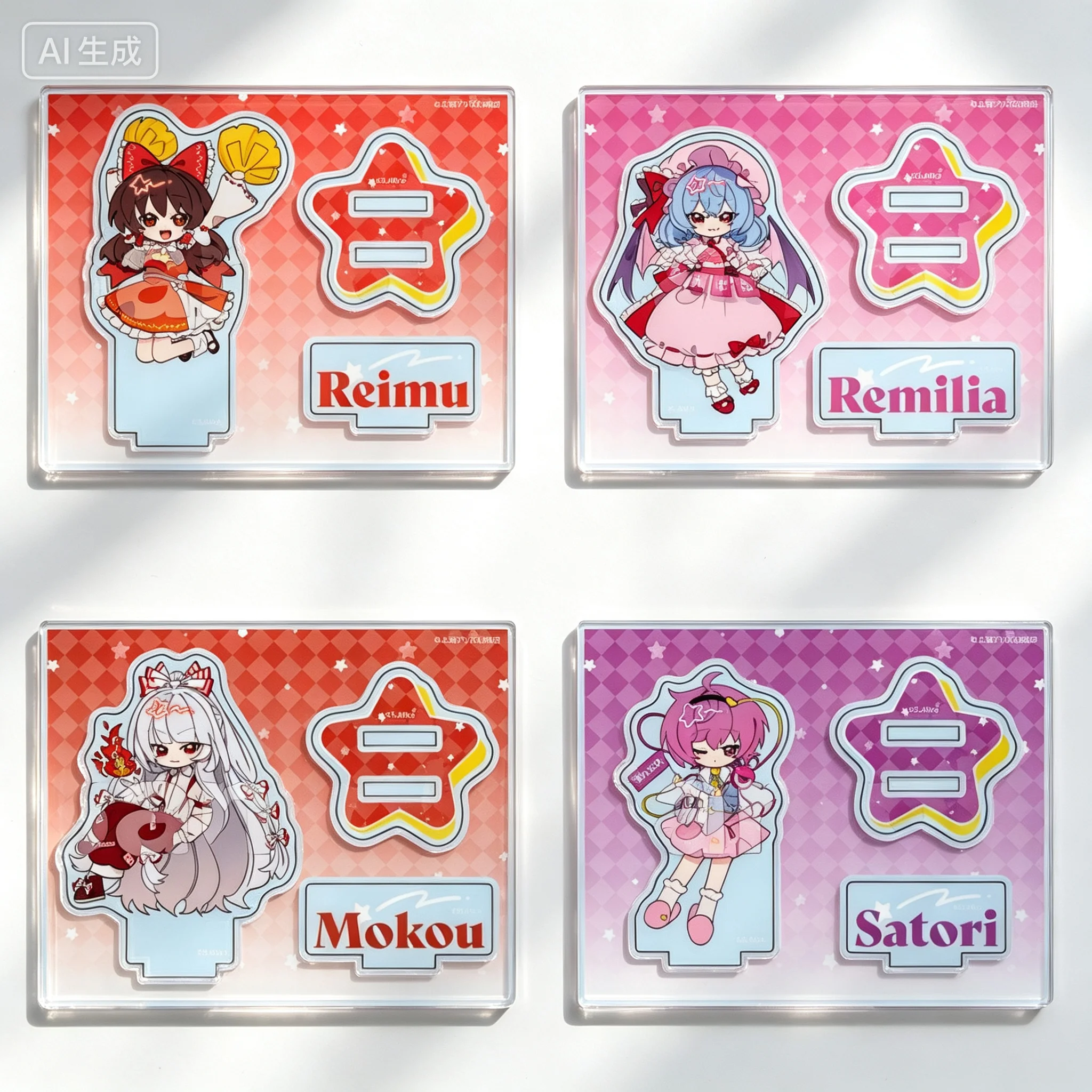 Anime Touhou Project Cheerleading Theme Q-Style Reimu Hakurei Acrylic Stand Model Plate Keychains Desk Decorations