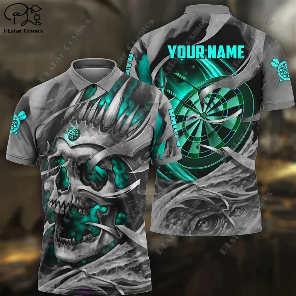 PLstar Cosmos Personalized Name Multicolor Skull Dart 3D Printing Unisex Polo Shirt Summer Street Casual Tops Sleeveless T-Shirt