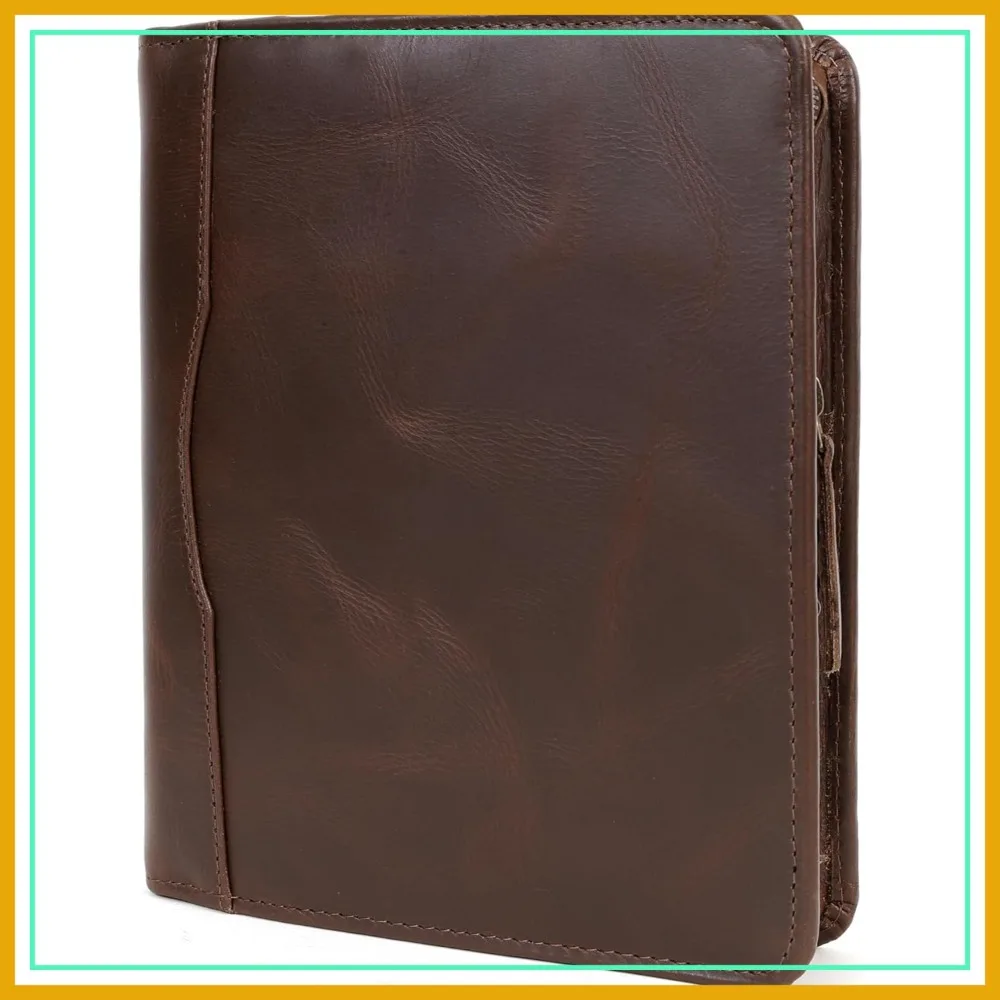 

Leather A5 Portfolio Padfolio Folio Notebook Journal Cover Planner Binder Business Work Folder Organizer (Buff)