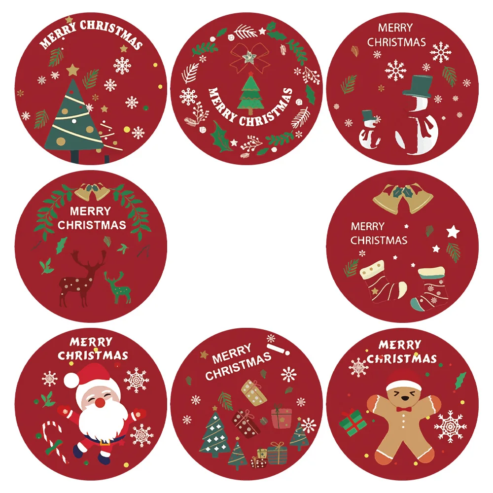 Christmas Theme Seal Labels Stickers 500Pcs Merry Christmas Stickers for DIY Gift Baking Package Envelope Stationery Decoration