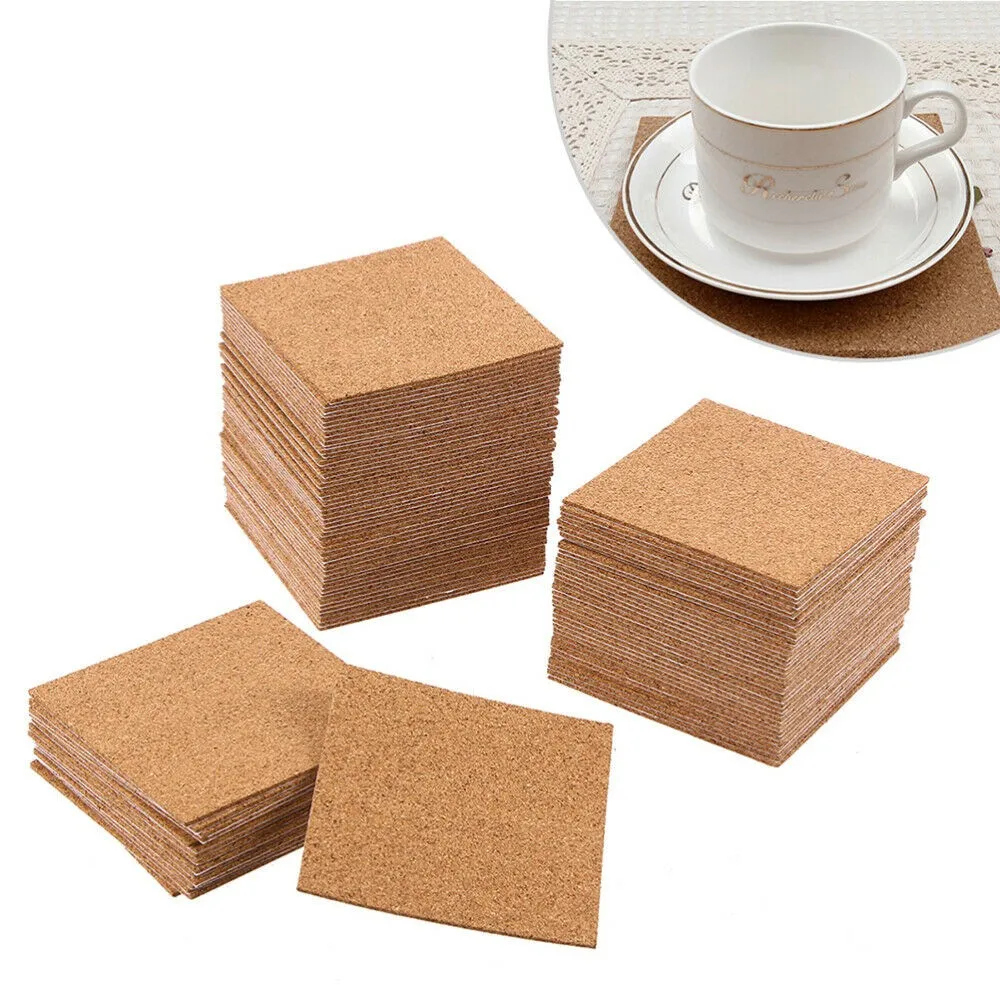 10Pcs Cork Coaster DIY Mini Board Square Round Heat Resistant Self Adhesive Drink Cup Mat Home DIY Table Decor Tableware Pad