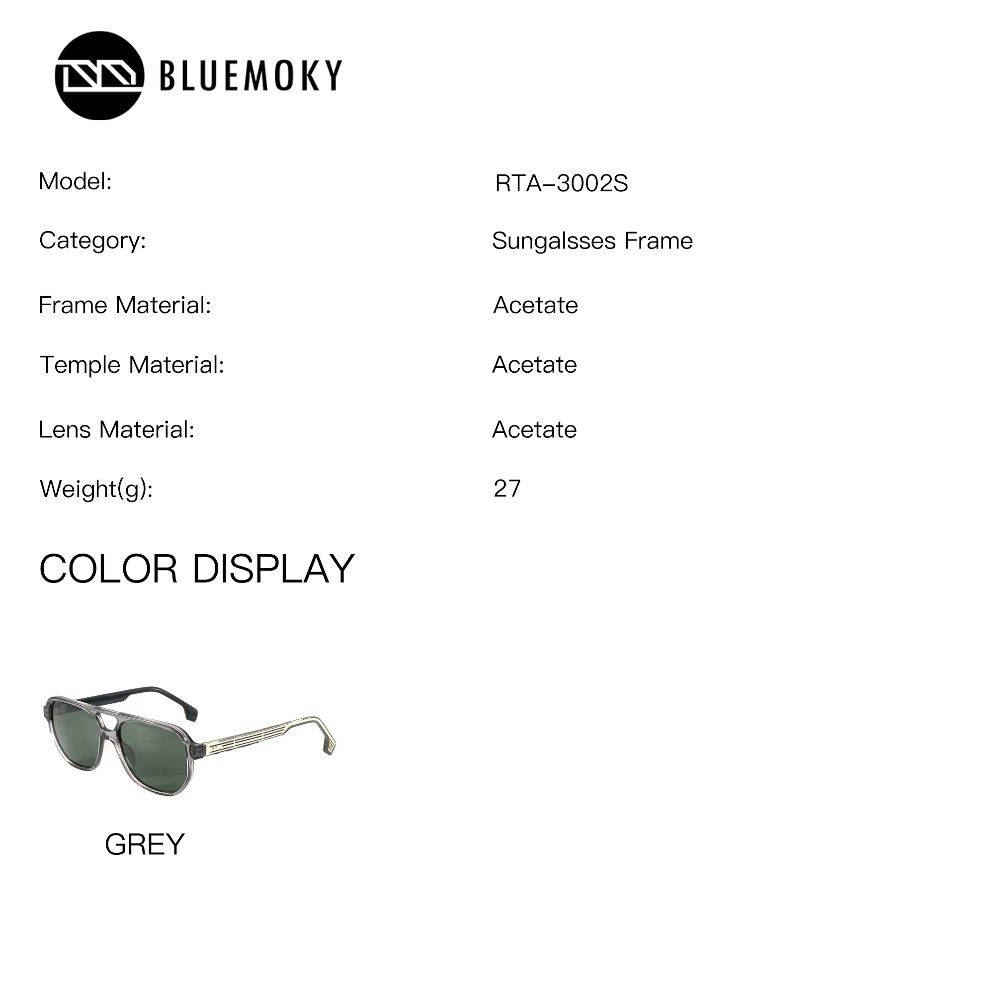 BLUEMOKY L Size Pilot Polarized Prescription Sunglasses Custom Acetate UV400 Progressive Optical Male Myopia Glasses