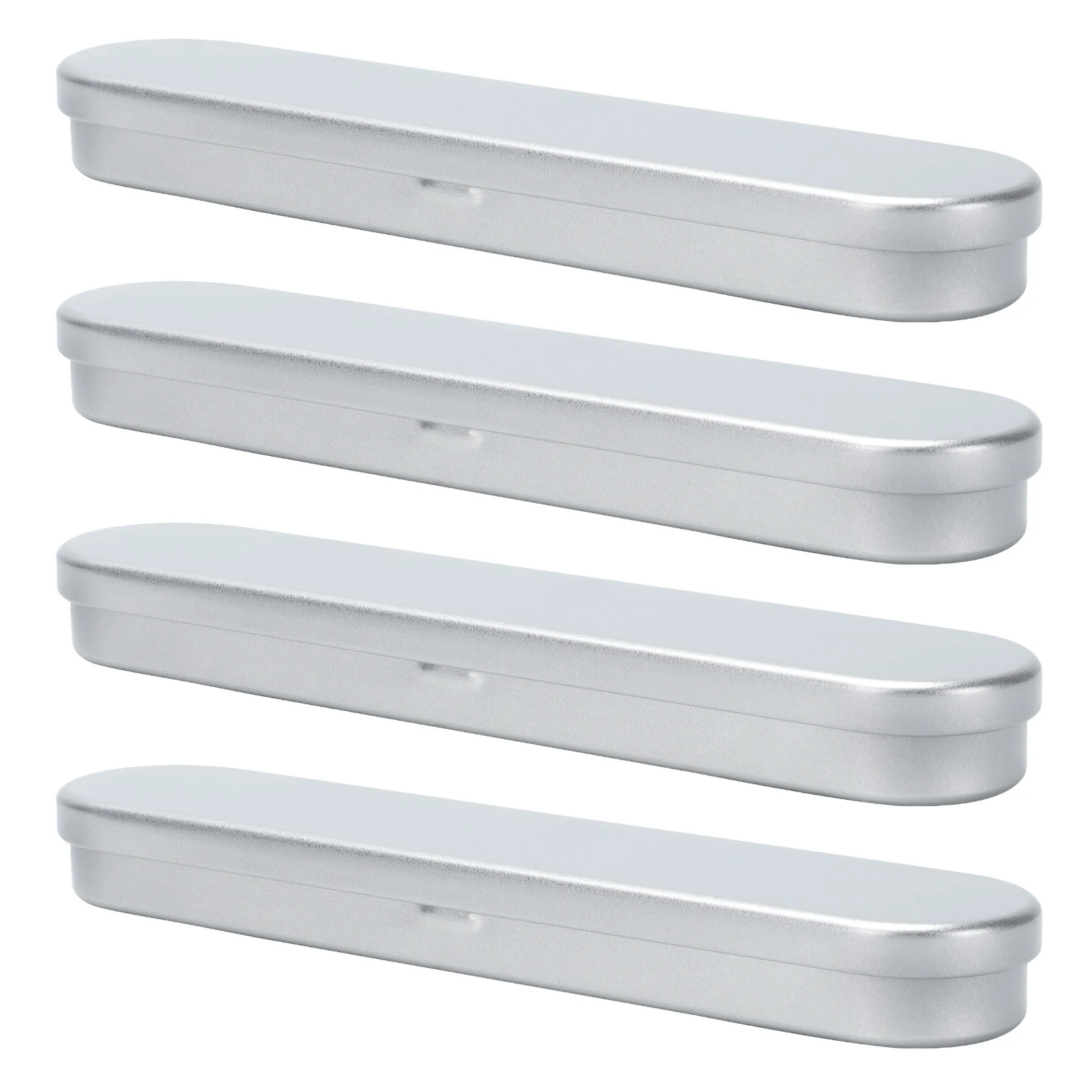 4 pcs Metal Pen Box Silver Square Tinplate Storage Case Waterproof Durable Organizer Gift Box Container For Students