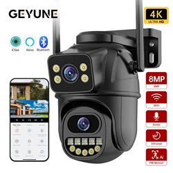 4K 8MP HD Wifi PTZ Camera Outdoor 4MP Dual Lens Dual Screen AI Auto Tracking IP Camera CCTV Audio Video Surveillance P2P iCSee