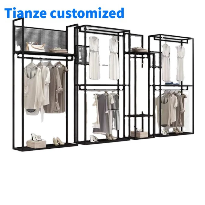 

[Customized]Custom women's clothing store shelves metal clothing store decoration clothes rack