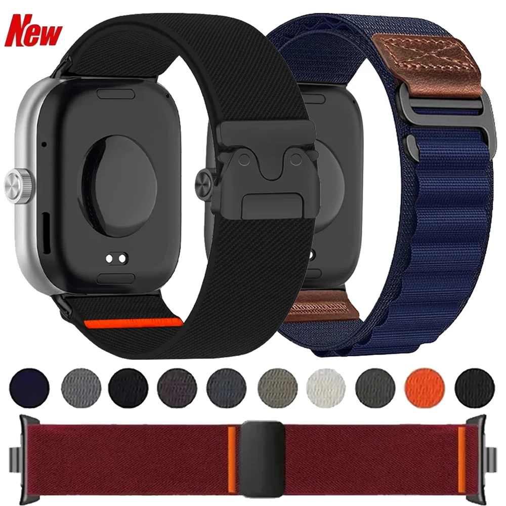Magnetic Parachute Buckle Nylon Strap for Redmi Watch 6 Active/Lite/6/5/4 Elastic Replacement Band for Xiaomi Mi Band 10/9/8 Pro
