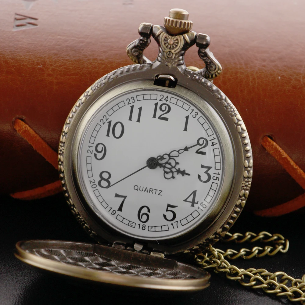 Bronze Scorpion Pocket Watch Necklace Vintage Steampunk Pendant Chain Clock Fashion Badge Women's Men's Gift WP4009