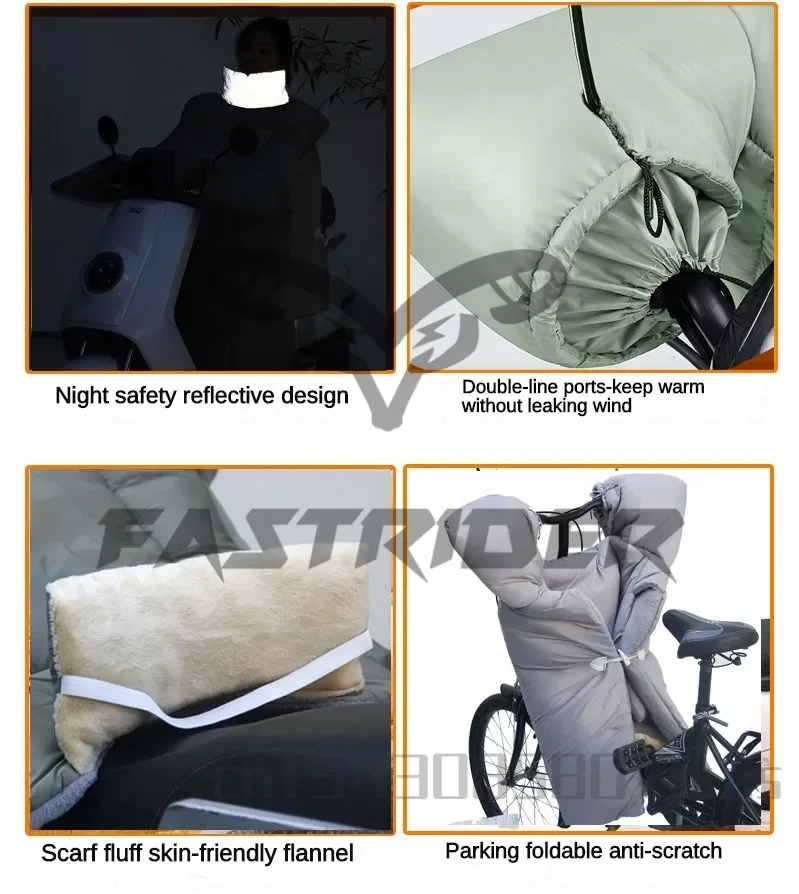 Folding Bent Beam Electric Bicycle Windproof Quilt Split Coldproof Cover Winter Warm Bicycle Thickened Velvet Handle Gloves 방한덮개