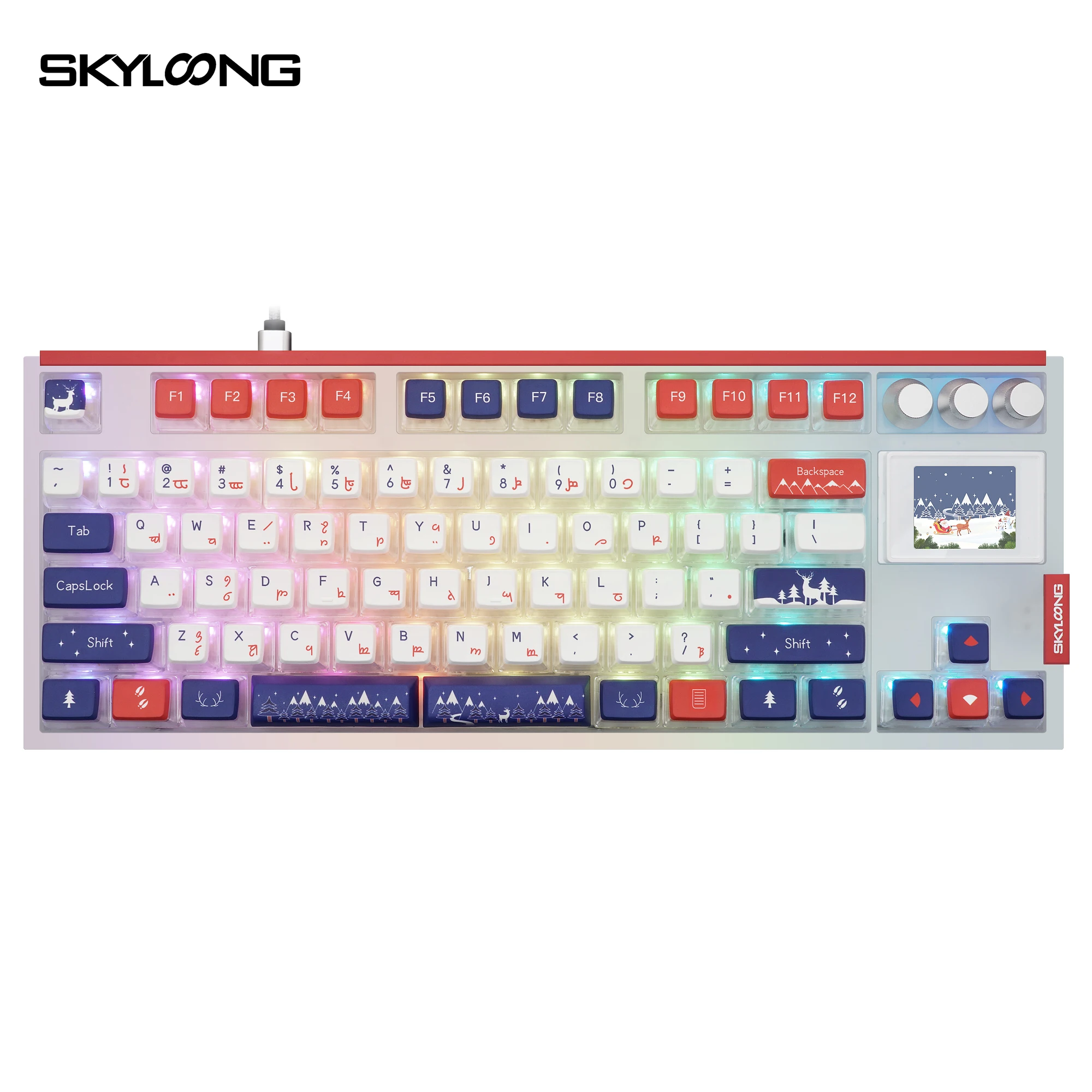 Skyloong Gk87pro Mechanical Keyboard 87keys Three Mode 2.4g Wireless Hot Swap 7200mah Diy Screen Rgb Backlight Gaming Keyboard