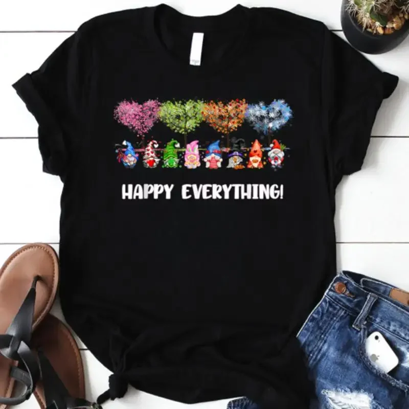 Happy Everything Gnomes Every Seasons All Year Tree T Shirt