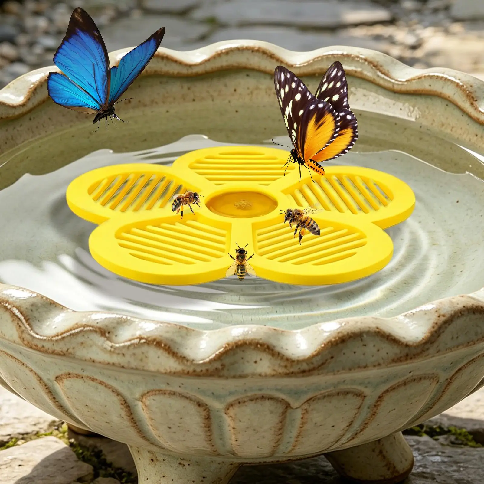 Floating Bee Station Bee Waterer Bee Insect Drinking Tray Beekeeping Setups Luring Insect Waterer Island Tray For Outdoor Garden