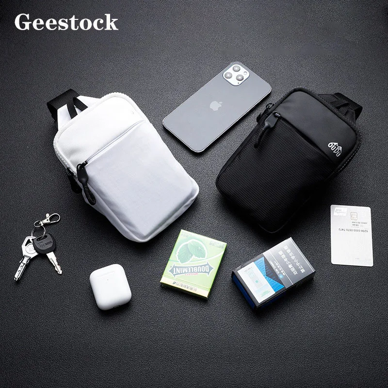 Geestock Men\'s Shoulder Chest Bag Nylon Waterproof Mini Sling Bag Outdoor Sports Cell Phone Bag Waist Pack Male 가방 Bolso Hombre