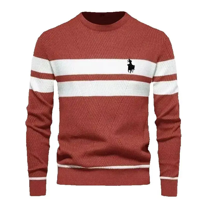 Spring and Autumn high-quality knitted round neck sweater men's fashionable, casual, comfortable and versatile top