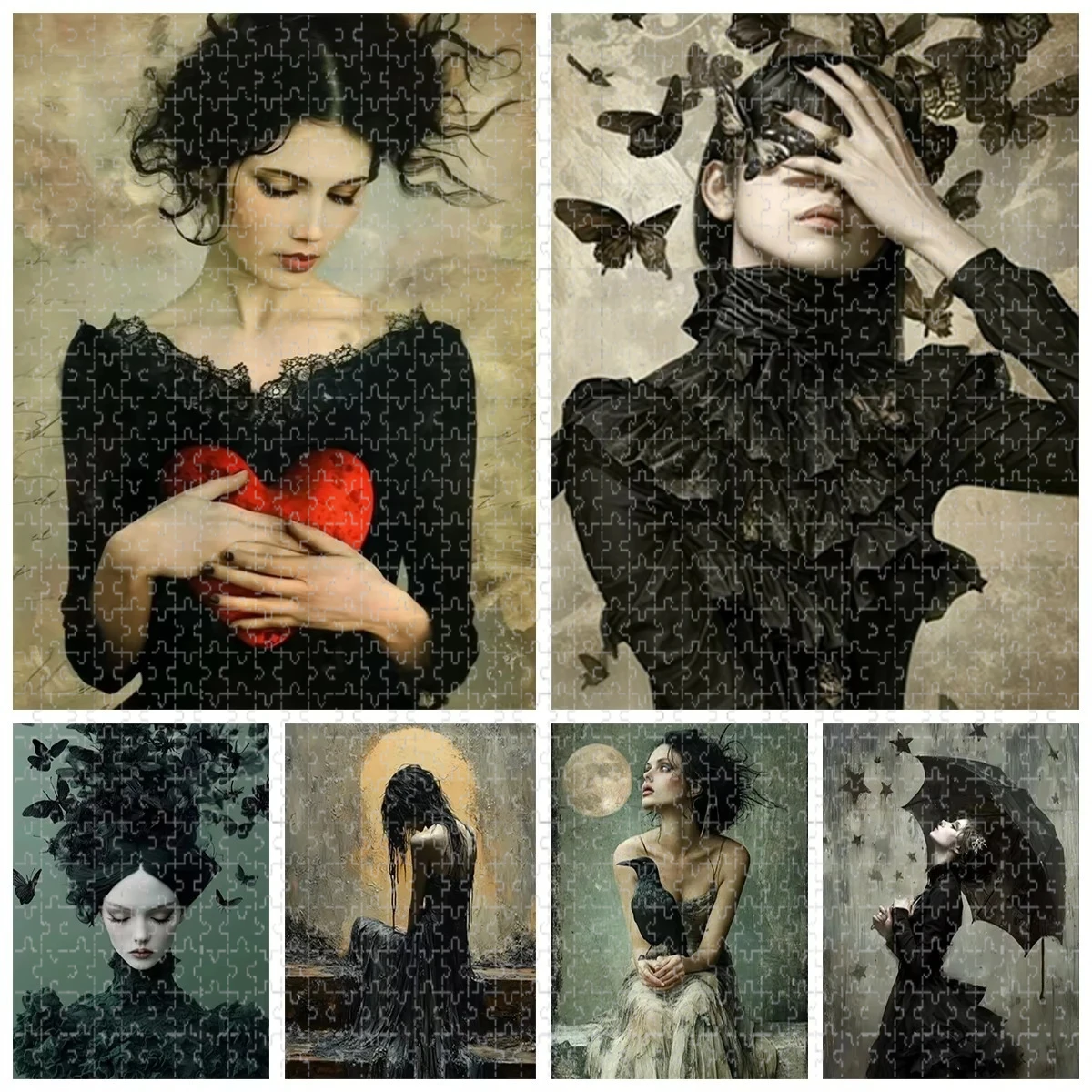 

Пазл на 500/1000/1200/2000 элементов в темном стиле с изображением девушки, для взрослых и начинающих - ручная работа, подарки, украшение для дома, игры, игрушки