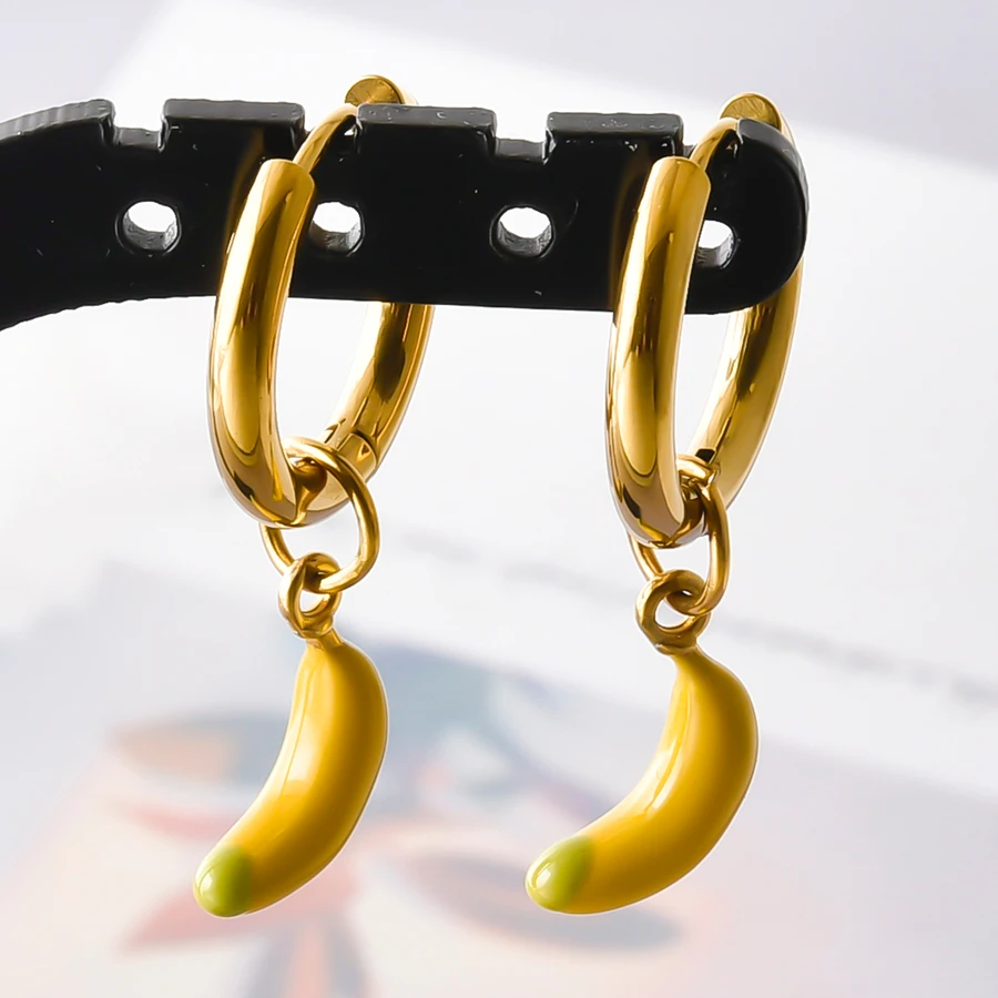 Emaille-Obst-Tier-Anhänger-Ohrringe, echt vergoldet, 316 Edelstahl, Granatapfel-Chili-Ohrringe für Damen und Herren, Schmuck – Detail 30