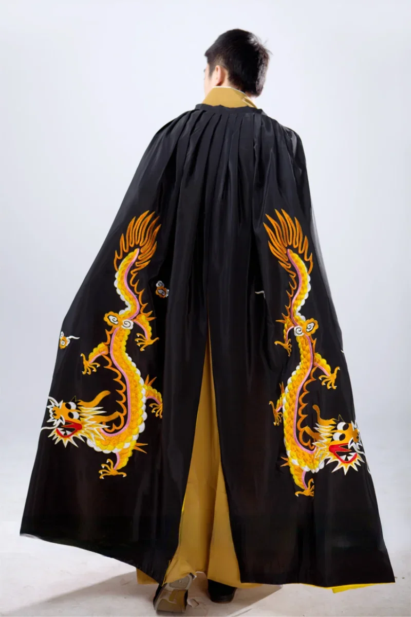 

Classical Chinese Traditional Folk Dance Costumes Hanfu Stage Clothing Ming Dynasty Dragon Mantissas and Cloak for Men