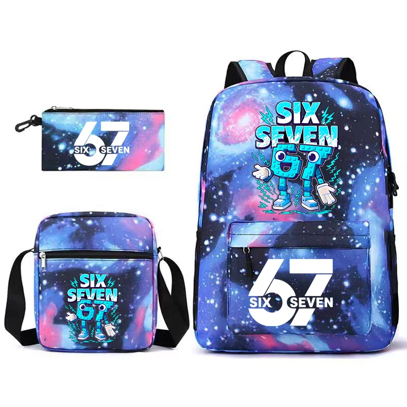

3PCS Steal A Brainrot Backpack Pencil Case Lunch Bag Set 67 Six Seven Fashion Large Capacity Schoolbag Pen Pouch Stationery Gift