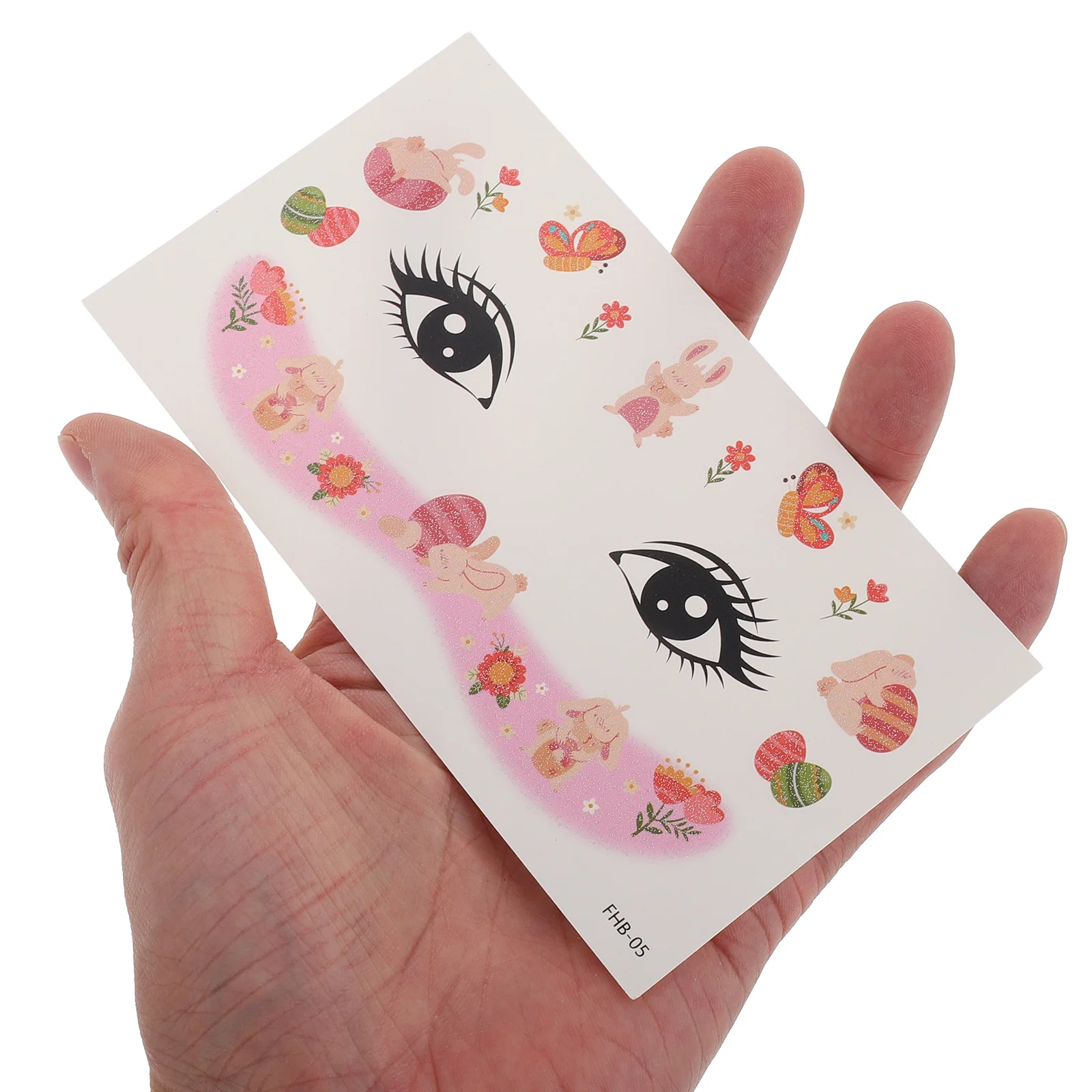 8Pcs Easter Bunny Face Stickers Glitter Temporary Tattoos Kids Easter Makeup Decorations Holiday Party Supplies