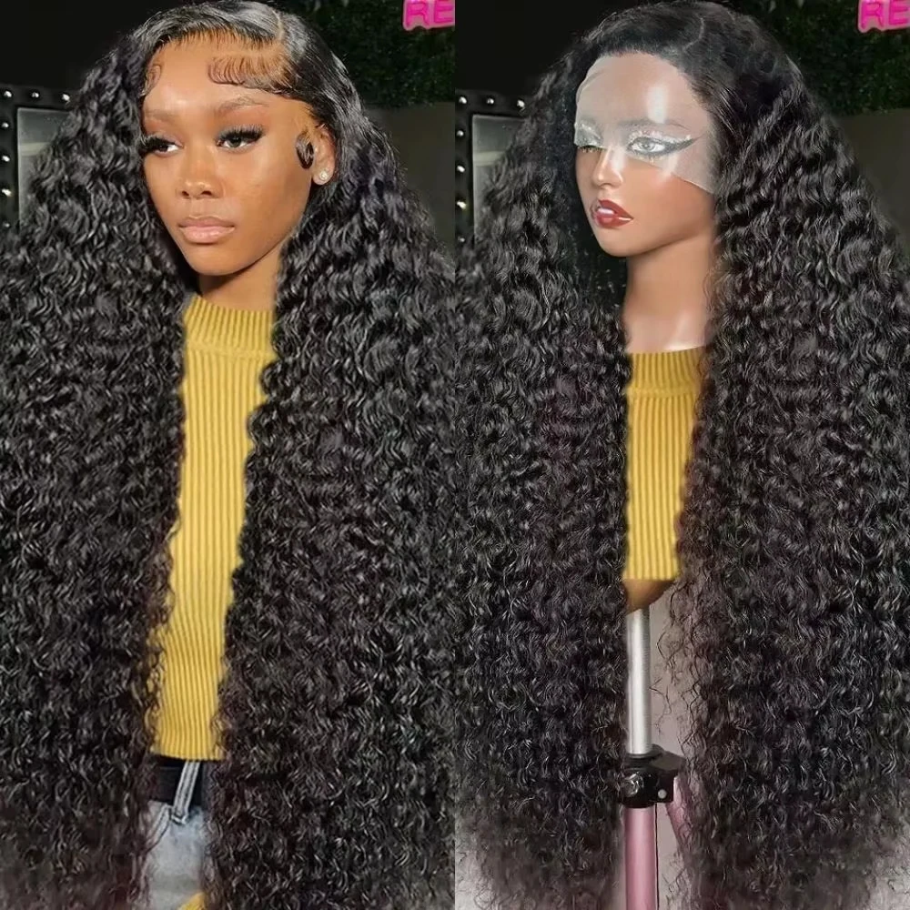 

46 Inches Natural Color Deep Wave Human Hair Wig 13x6 360 HD Lace Closure Glueless Wig Remy Hair Wigs 200 Density For Women