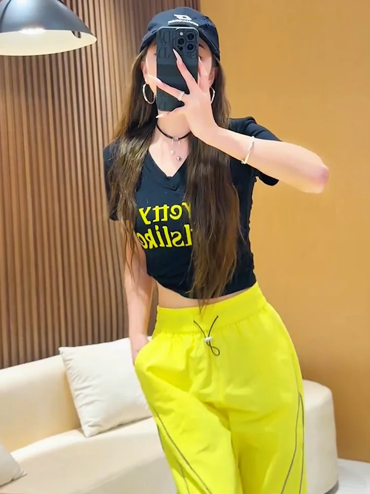 슬리밍 라지 사이즈 루즈핏 블라운드 네오트 스웨 여성 투피스 세트 아웃도어 피트니스 스포츠 와이드 레그 팬츠 세트