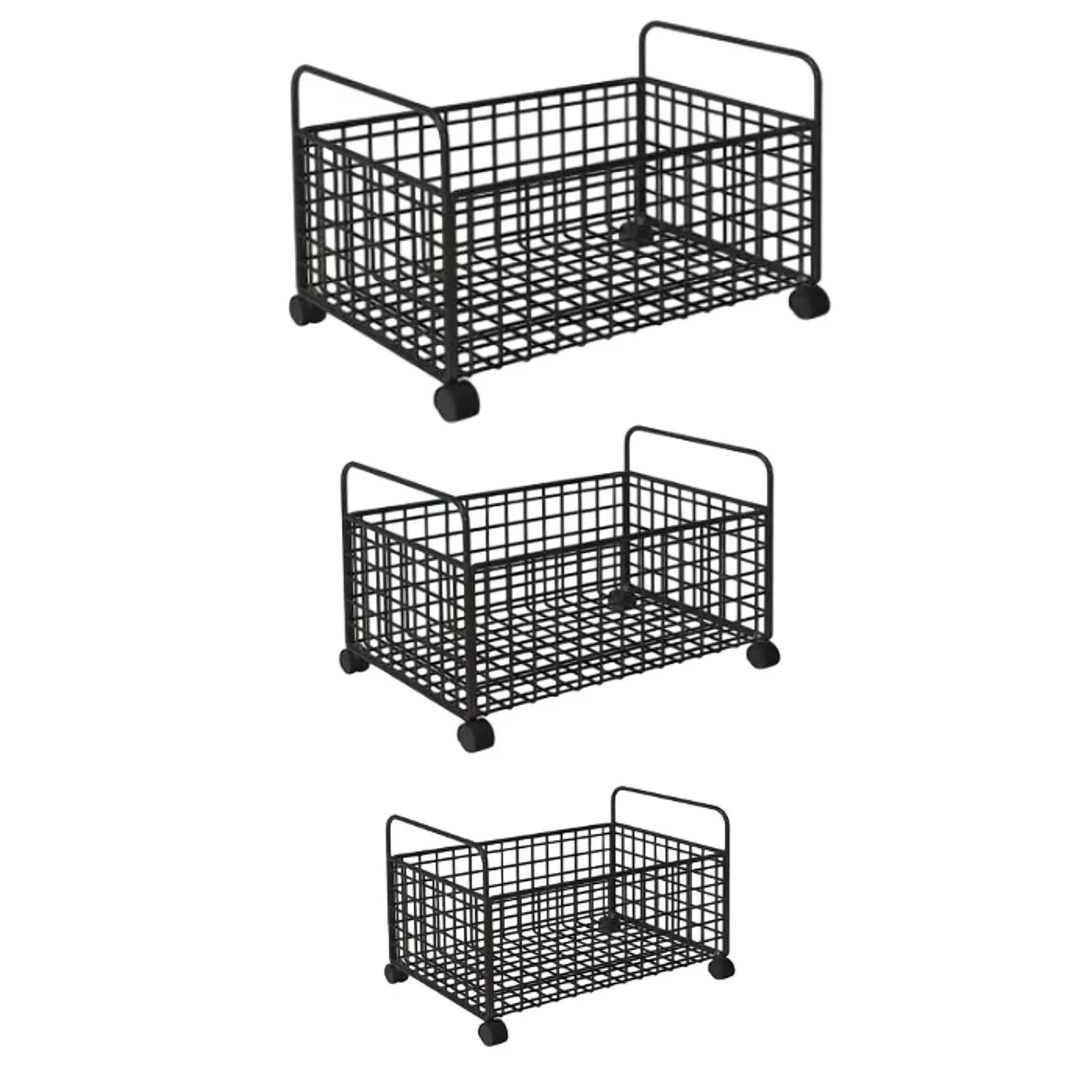 Under Desk Storage Cart on Wheels Rolling File Organizer Iron Heavy Duty Book Bin for Office Craft Supply Kitchen Shoe Bag Box