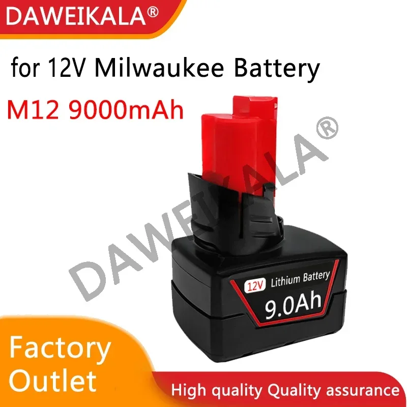 

2200 12V 9.0Ah Rechargeable Battery for Milwaukee M12 XC Cordless Tools 48-11-2402 48-11-2411 Batteries 48-11-2401 MIL-12A-L