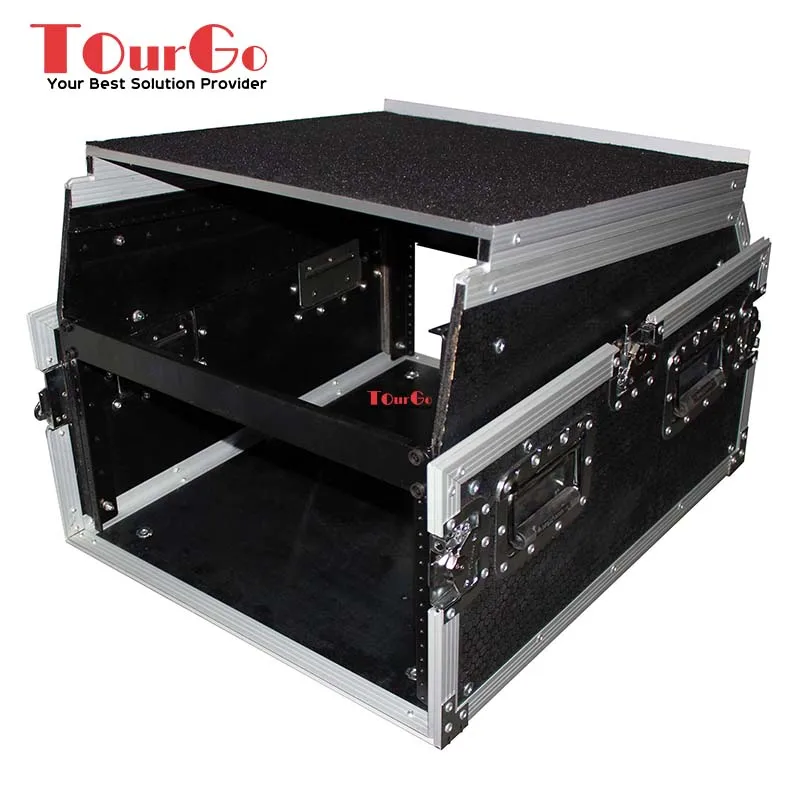 6U Rack X 13U Top Mixer DJ Combo Flightcase mit Laptop-Ablage