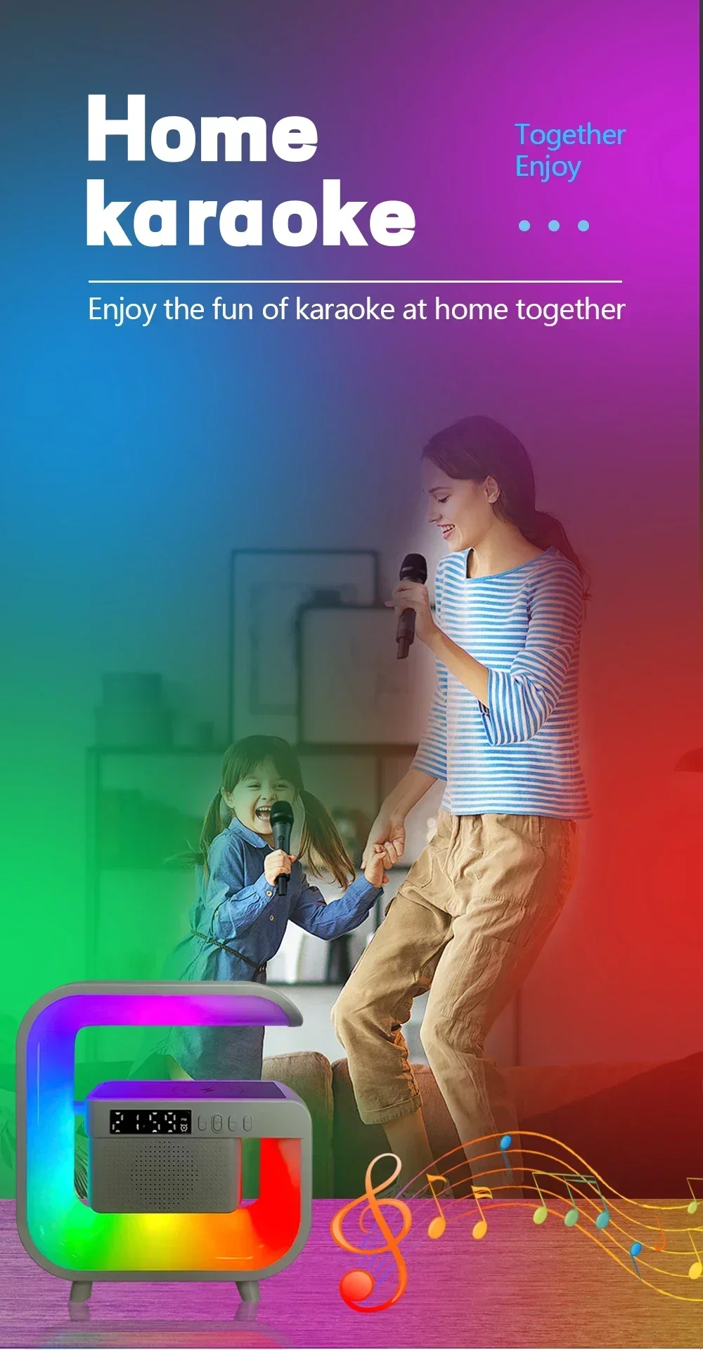 Description Picture 6 of itemMultifunctional RGB Night Light Wireless Charger Stand Bluetooth 5.0 Speaker FM TF Fast Charging Station IPhone Samsung Xiaomi