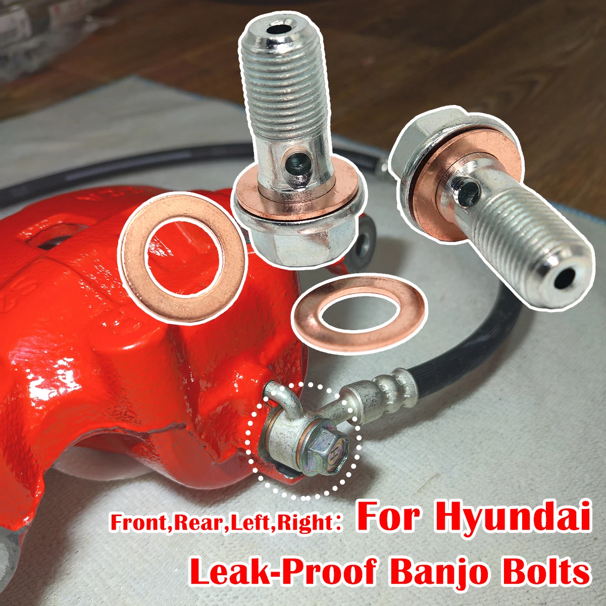 

For Hyundai i10 i30 i40 i800 iLoad Santa Fe Terracan Caliper Hose Lines Banjo Fittings Bolts Seal Washers Left Right Front Rear