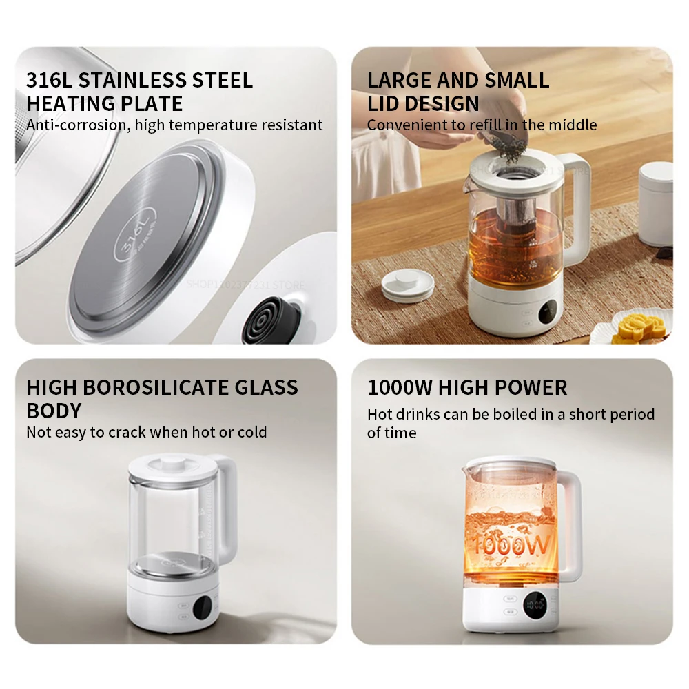 Nieuwe Xiaomi Mijia Multifunctionele Gezondheid Ketel S1 1.5L 1000W Hoge Borosilicaatglas Body 316L Rvs Verwarming plaat