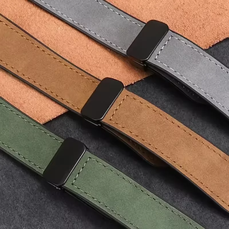 22/20mm Leather+Silicone Strap for Samsung Galaxy Watch 7 6 5 4 Amazfit GTR Magnetic Comfortable Band for Huawei Watch GT5 46mm image 6