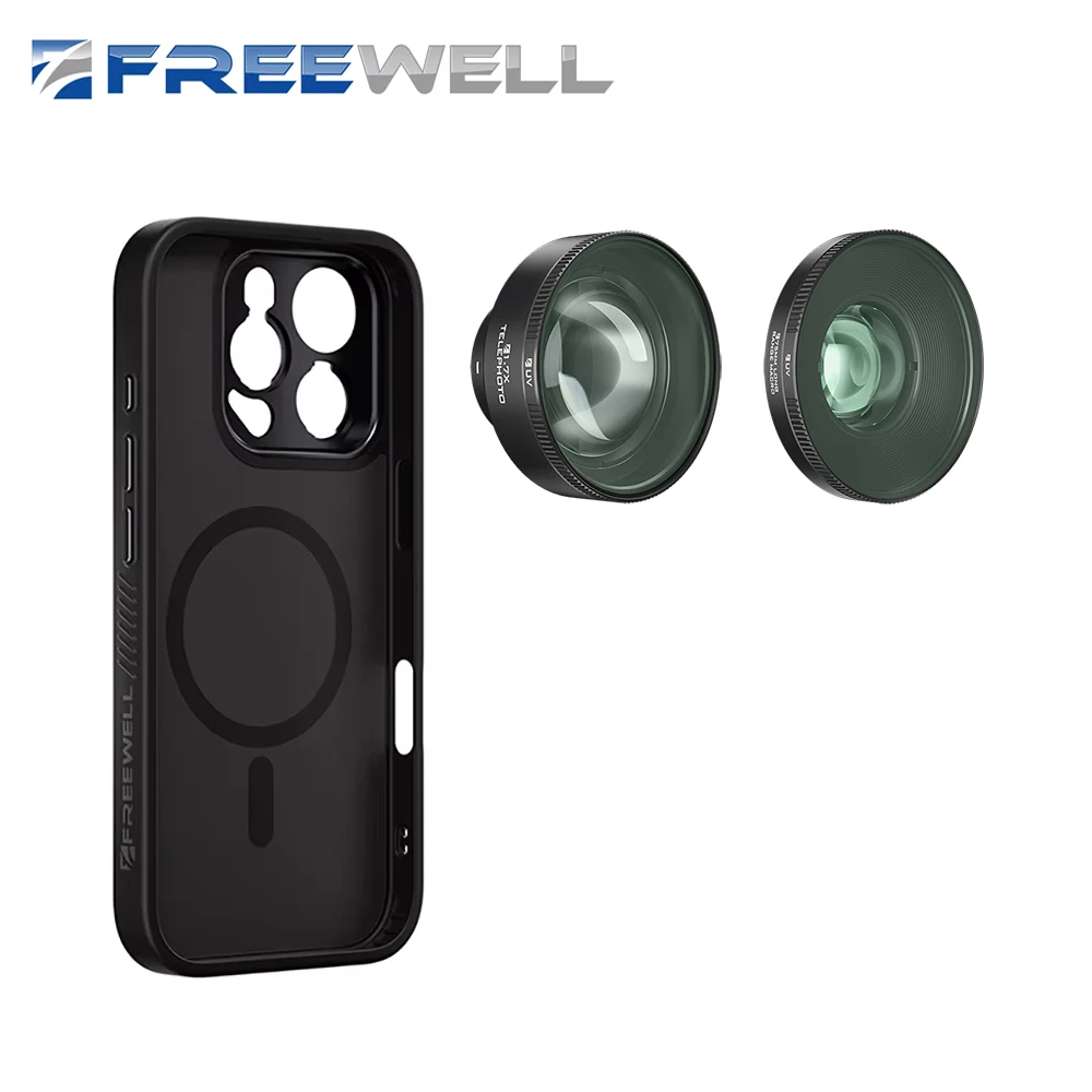 Freewell Sherpa Phone Lens Kit Long Range Macro Len Compatible iPhone 16/15/14 Pro & Pro Max Phone Case Photography Accessories