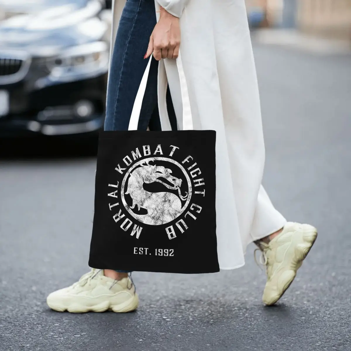 

Mortal Kombat Logo Shopping Bags Reusable Canvas The Tote Bag Ladies Shoulder Tote Travel Handbag
