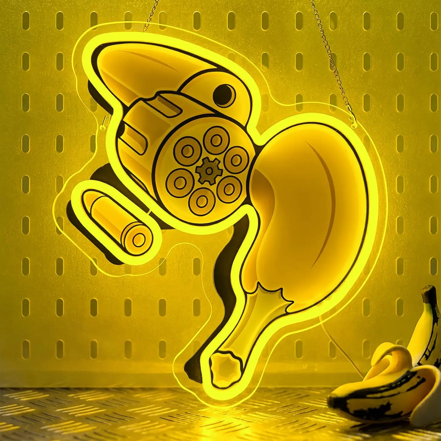 Banana Revolver Gun LED Neon Sign USB Neon Light for Creative Weird Game Room Bar Party Bedroom Home Decor Christmas Gift