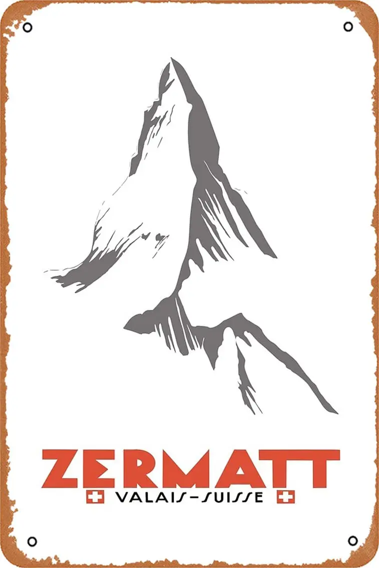 Zermatt, Valais, Switzerland Poster Metal Tin Sign Vintage 8x12 Inch