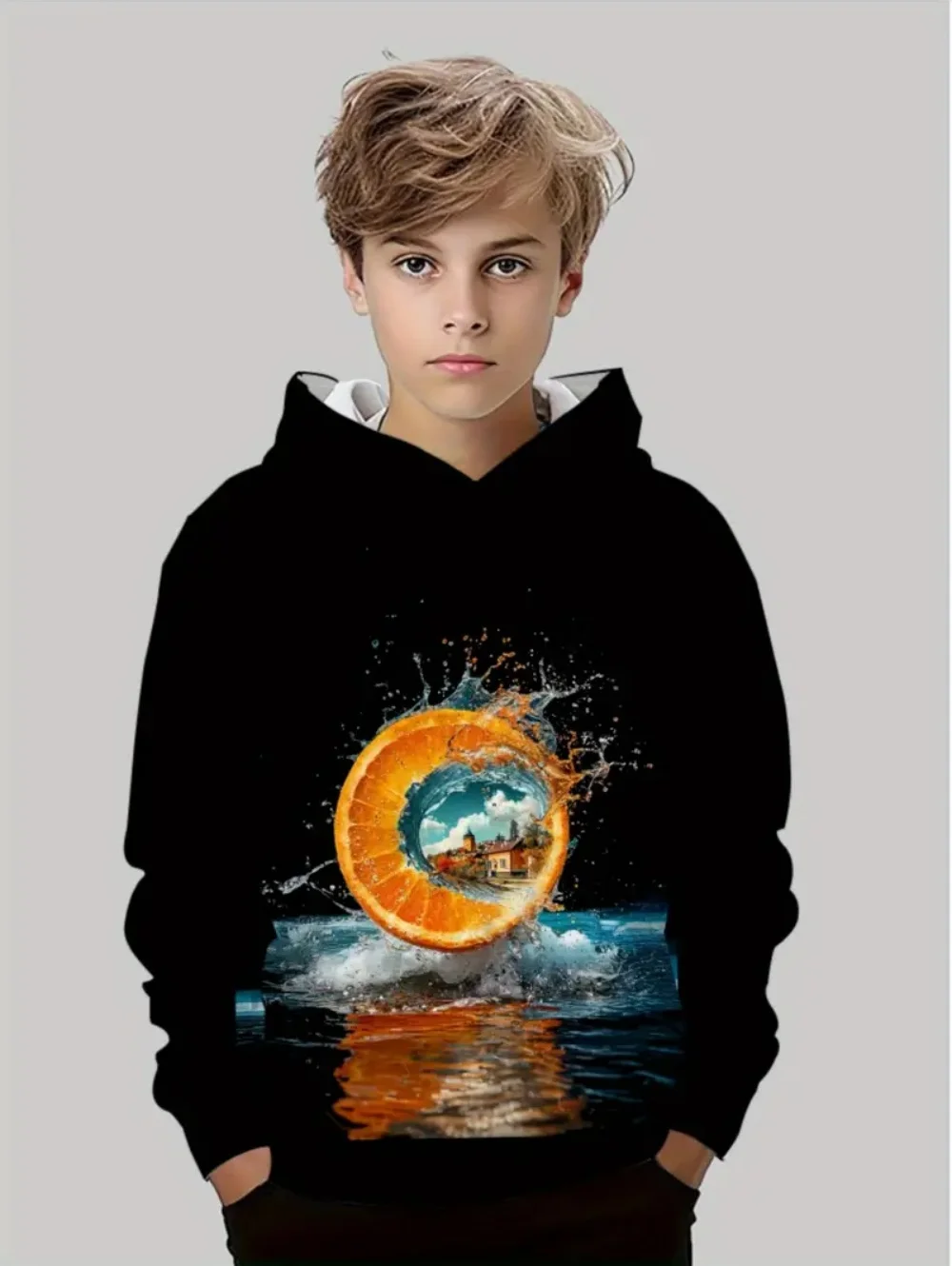 

2025 Новая детская модная тенденция, толстовка с 3D принтом, свободная повседневная толстовка с уличным принтом в стиле хип-хоп, быстросохнущая толстовка для мальчиков