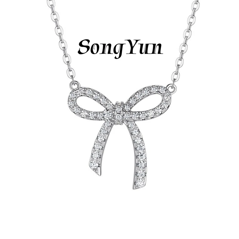 

SONGYUN Brand Jewelry 925 Sterling Silver Necklace Moissanite Diamond Lariat Wedding for Girls Rhodium Plated SYT Patent Pendant