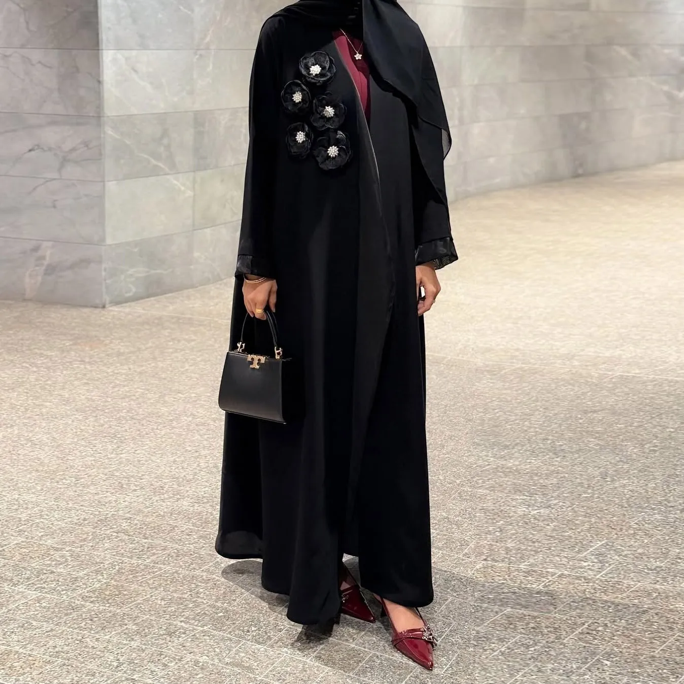 Eid Abayas pour femmes fleur Kimono Cardigan Robe musulmane dubaï ouvert Abaya turquie caftan Kebaya Islam Jalabiya Femme Robe Robe