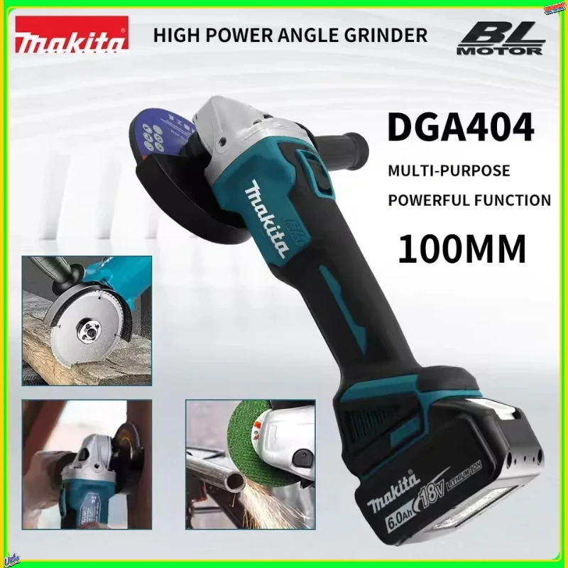 

Аккумуляторная угловая шлифмашина Makita DGA404, 100 мм, бесщеточная, для металла и дерева, электроинструмент для шлифовки, полировки и резки